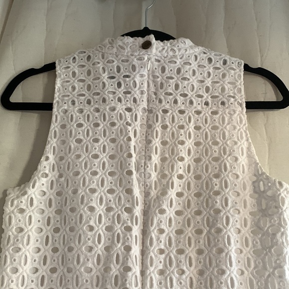 J Crew White Cotton Eyelet Sleeveless Top Size 10 - Picture 6 of 7